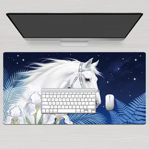 LIVEKEY Extra Large Gaming Mouse Pad (40x80cm) - White Horse & Starry Night Design  Non-Slip Base  Stitched Edges  Smooth Surface for Accurate Control  Durable Desk Mat Made for Gaming & Work  Non Slip Mousepad