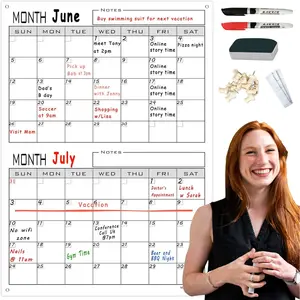 2 Month Dry Erase Calendar For Wall,24"x36" Large 60 Day Erasable &  Wall Planner,Giant Laminated Scheduling Poster,Big Undated Month Planning Whiteboards For ,Medium Office,School