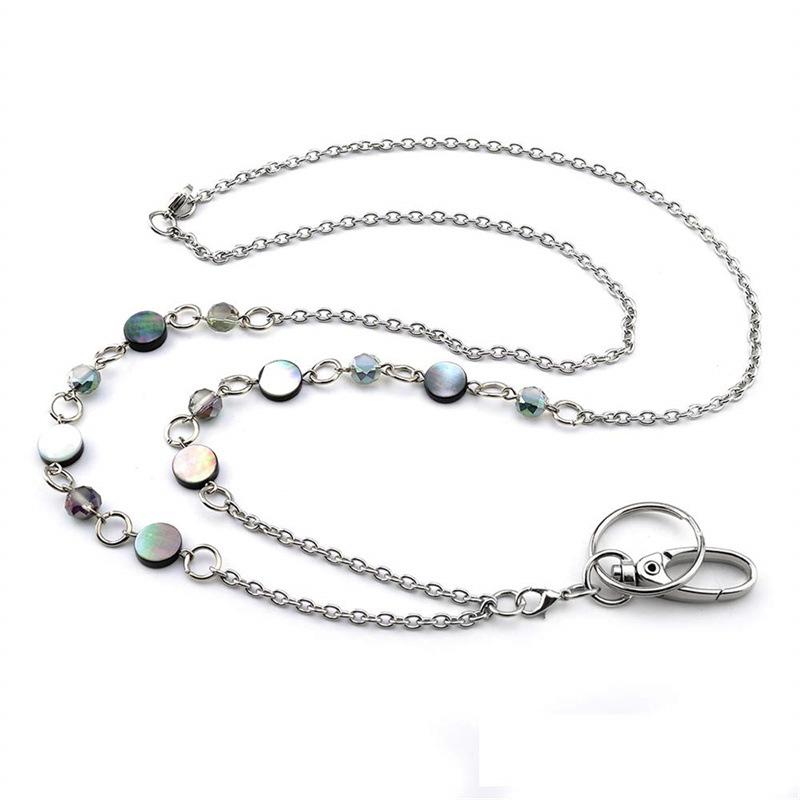 Women's Stainless Steel 86cm Work ID Card Lanyard - Multifunctional, Durable Commuting Style Necklace Sweater Chain Daily Costume Jewelry That Holds IDs
