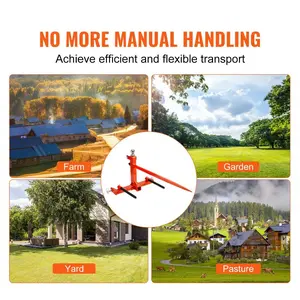 VEVOR 49 Hay Spear, Bale Spears 1600lbs Loading Capacity, Three-Point Hitch Tractor Attachment with 2pcs 17.5 Stabilizer Spears, Quick Attach Spike Forks