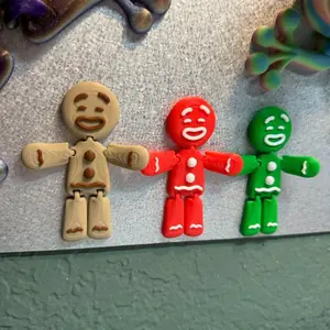 Christmas Gingerbread Men Magnetic & Hangable Decorations PLA Material Festive Icing Design Strong Magnet Backing Lightweight Durable Dual Display Options