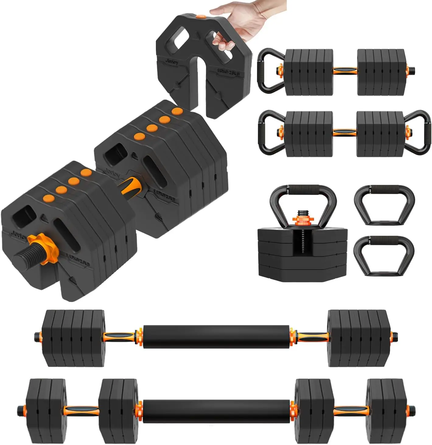 Adjustable Dumbbell Set (20, 30, 40 LBS), Upgraded 4-in-1 Weights for Men & Women, Converts to Barbell, Kettlebell & Push-Up Stand for Home Gym Fitness for Everyone