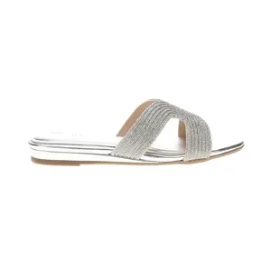 Easy Spirit Womens Colter Rhinestone Slide Casual Sandals Casual Low Heel 1-2" - Silver