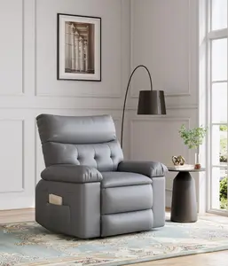 Oversized Wide Recliner Chair - Heat and Massage, PU Leather Large Manual Recliner for Adults, Comfort Lazy Chair with 1.5X Sponge Filling and Easy Recline Mechanism for Relaxation