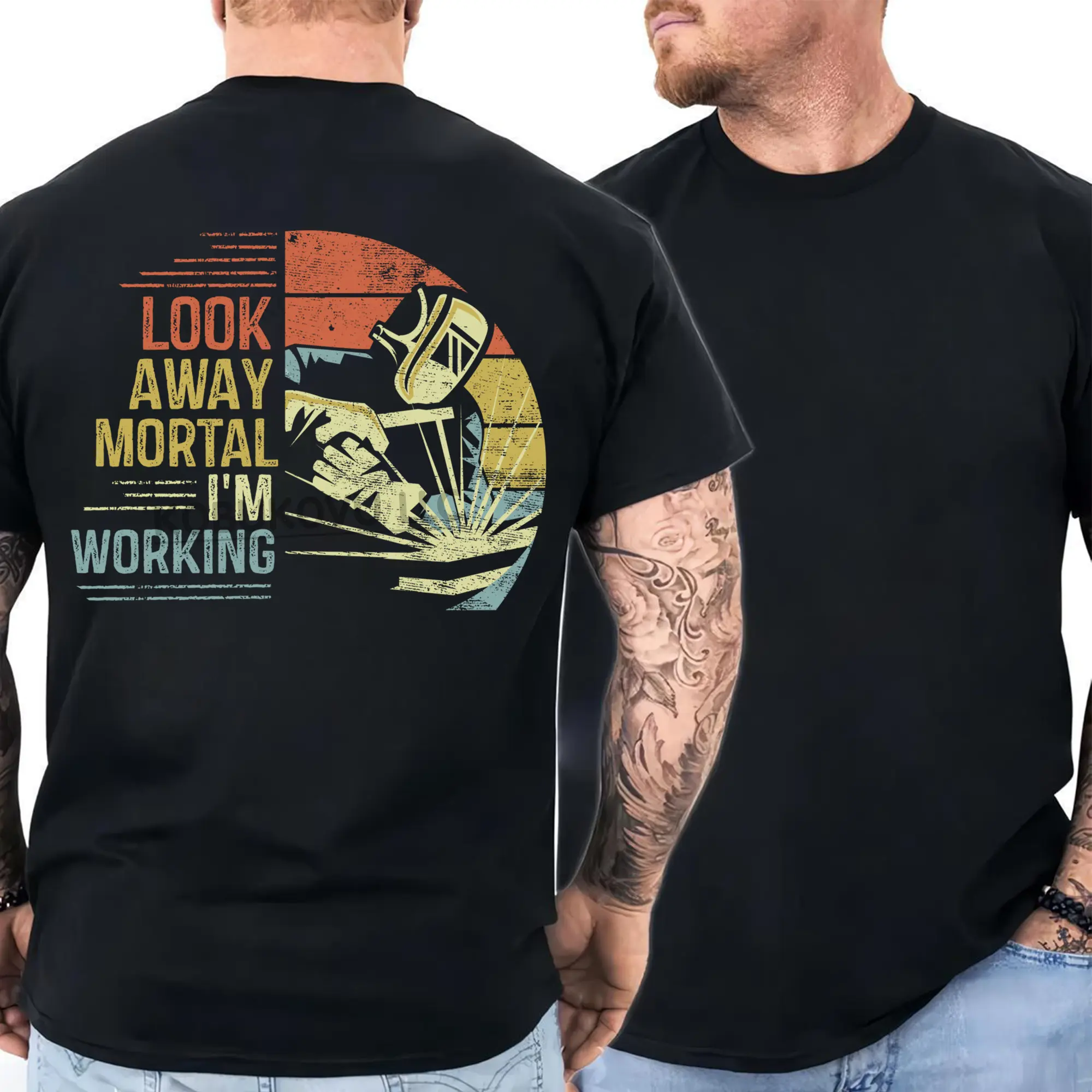 Look Away Mortal I'm Working Shirt, Funny Welder T-Shirt, Welding Humor Tee, Welder Gift for Men Women, Blue Collar Worker Shirt, Welding Outfit