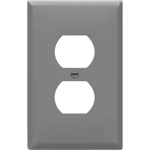 ENERLITES Duplex Receptacle Outlet Wall Plate, Electrical Outlet Cover, Gloss Finish, Mid-Size 1-Gang 4.88" X 3.11", Unbreakable Polycarbonate Thermoplastic, UL Listed, 8821M-GY, Gray