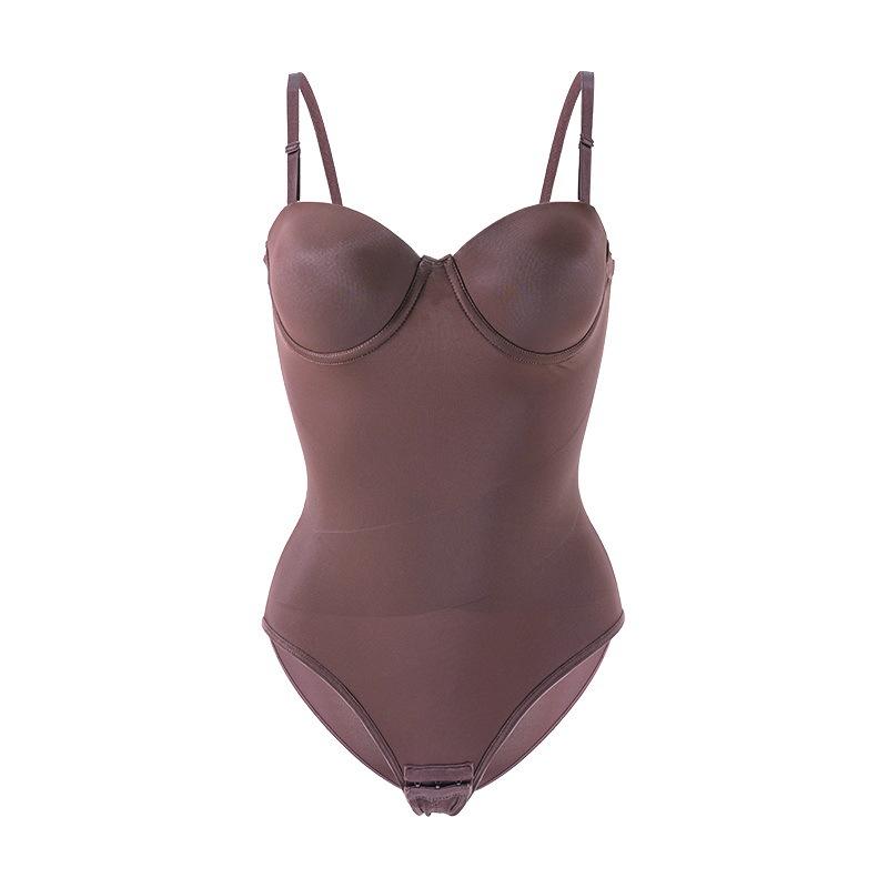 Plus Size Shapewear Bodysuit Strapless Dress Special Corset with Underwire Bra Seamless Tummy Control Waist Cincher Womenswear Compression Basic Minimalist s seamless invisible support Black