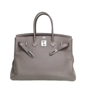 Pre-owned HERMÈS leather Tote Bags 【DIZ】HERMES Birkin 35 Gris Étain(8F) Togo P226157326