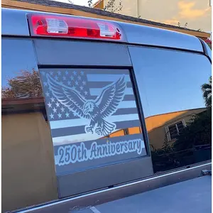 for Dodge Ram 2019-2026 Rear Middle Window American Flag Decal, United States 250th Anniversary Patriotic Truck Decal, Matte Black USA Flag for Ram 1500 2500 3500 Rear Sliding Window Truck Accessories