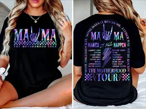 Unisex Graphic T-Shirt, Casual Cotton Short Sleeve Round Neck Tee, 'The Motherhood Tour - Some Days I Rock It' Slogan