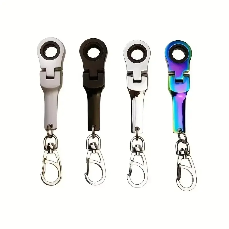 10mm Adjustable Ratchet Wrench Keychain Bag Charm, JDM Mini Metal Racing Car Interior Accessory Decoration Tool