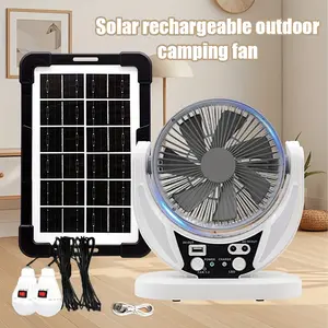 Portable Solar Camping Fan with LED Light | USB Rechargeable | Perfect for Blackouts & Outdoor Use