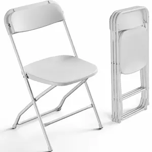 4/6/8 Pack White Plastic Folding Chairs, Outdoor Portable Folding Chair with Steel Frame, 350lbs Capacity Stackable Foldable Chairs for Patio, Garden, Picnic, Kitchen, Events