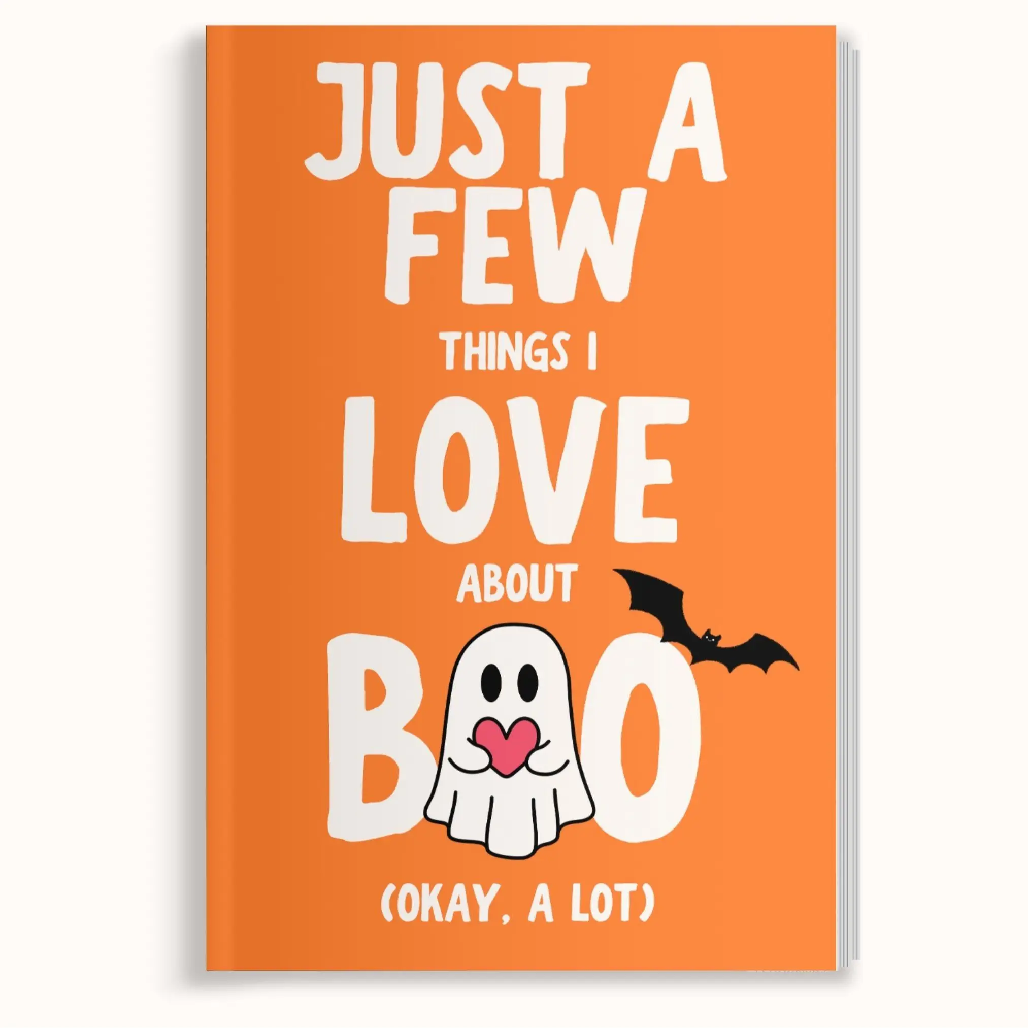 Just A Few Things I Love About Boo | Boo Basket Stuffer, Boo Basket Gifts, Halloween Gifts, Fall Basket Stuffer, Fill In Journal by LARKINROAD