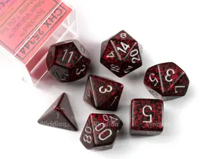 Speckled Silver Volcano | Black & Red | Chessex Dice Set (7)