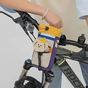 1pc Cute Alligator and Poodle Bicycle Handlebar Basket - Nylon Water Bottle Holder and Storage Bag for Cycling, Camping, and Outdoor Adventures, Small Size