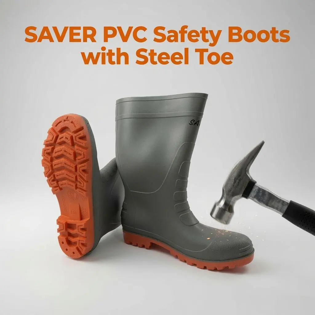 Men's Steel Toe Knee-High Rubber Work Boots – Waterproof, Slip-Resistant Safety Boots