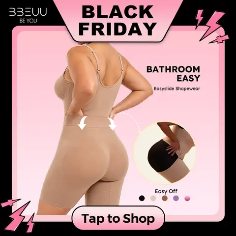 BBEUU Back-Opening Design Shapewear Tummy Control Butt Lifter Faja Back Pull Down Bodysuit Scruntch with Back Bone Support & Cotton Gusset for Women Postpartum Fajas Colombian Girdles Body Shaping Underwear Breathable & Comfortable for Daily Wear