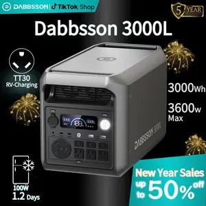 Dabbsson 3072Wh 3000L Portable Power Station 3600W Max Output Semi-solid LiFePO4 Battery Light Compact for Outdoor Camping RV Roadtrip Emergency Home Backup Power Offgrid Living Solar Generator