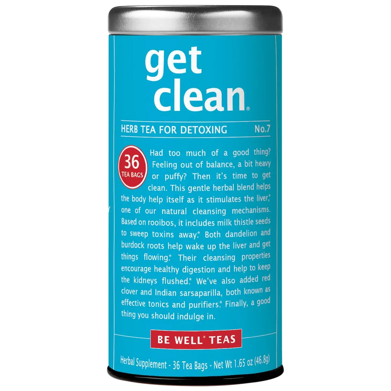 The Republic of Tea Get Clean No.7 Herb Tea for Detoxing, 36 Tea Bags, No Caffeine The Republic of Tea Get Clean No.7 Herb Tea for Detoxing, 36 Tea Bags, No Caffeine