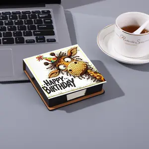 DIY Diamond Painting Kit, Hand Drawn Irregular Shape Giraffe Birthday Card Box, Note Holder & Desk Decor, Home Office School Supplies