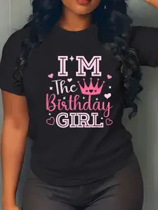 100% cotton I'm the Birthday Girl Cute Pink Matching Family Party T-Shirt casual Fashion graphic tees for women