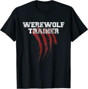Werewolf Trainer - Funny Halloween Costume Bloody Claw Marks T-Shirt - Wesleylaird Shop 53B0BHKKH43S