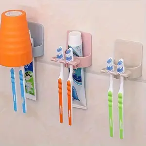 1pc Easy-to-Install Wall Mounted Toothbrush Holder with Punch-Free Design Toothbrush Storage - Keep Your Toothbrush and Toothpaste Organized and Accessible in Your Bathroom