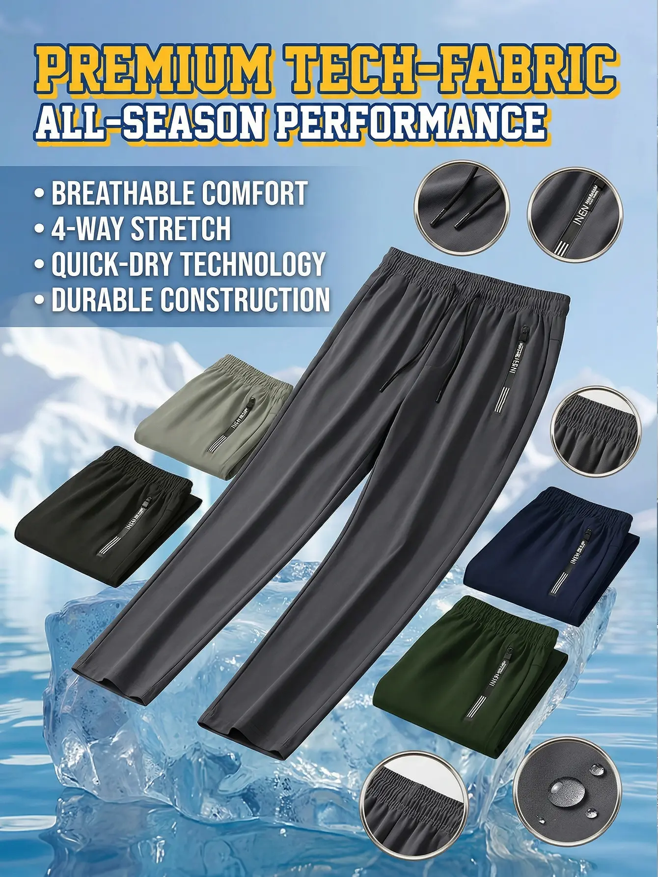Men's Ice Silk Joggers - Breathable Mid-Elastic Fabric, Elastic Waistband Design, Straight-Leg with Pockets - Solid Color Outdoor Casual Sports Pants, Machine Washable, Comfort Fit, Versatile Style, Durable Material, Perfect for Gym Enthusiasts, Athletic Men's Ice Silk Joggers - Breathable Mid-Elastic Fabric, Elastic Waistband Design, Straight-Leg with Pockets - Solid Color Outdoor Casual Sports Pants, Machine Washable, Comfort Fit, Versatile Style, Durable Material, Perfect for Gym Enthusiasts, Athletic