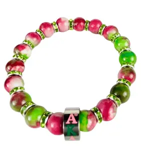 Alpha Kappa Alpha Natural Stone Beaded Bracelet Multi