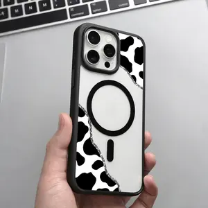 Creative Cow Pattern Clear Magnetic Phone Case , MagSafe Silicone Bumper Protective Cover For iPhone X XSMAX 11 12 13 14 15 16 Pro Max Plus Y2k Trendy