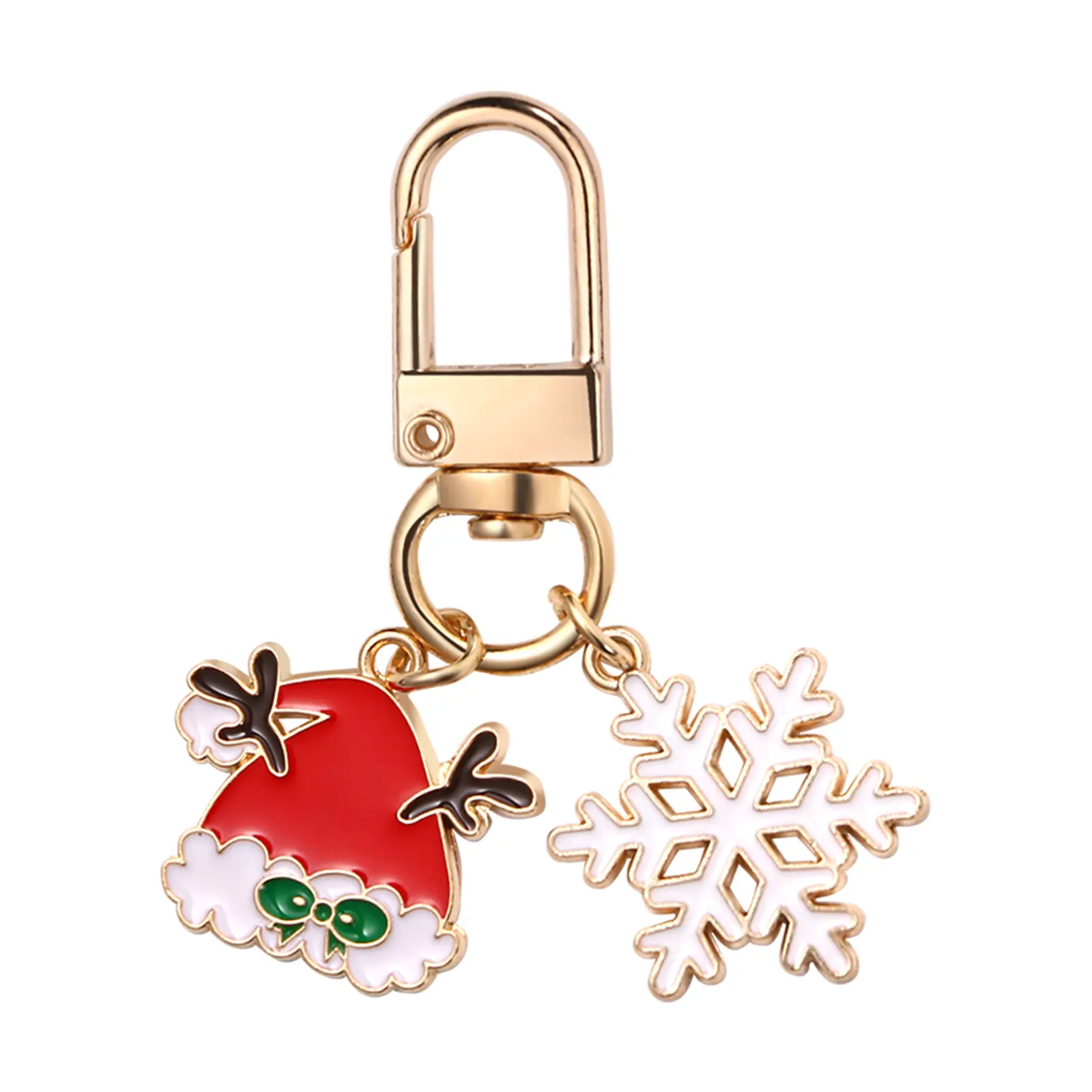 OIDEA Christmas Enamel Santa Hat Snowflake Keychain - Festive Holiday Charm Key Ring Gift, Character Enamel Keychains, D-Clasp Keychains