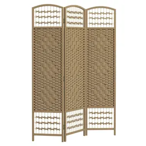 ARCH HOMCOM 3 Panel Room Divider, Folding Screen, 5.6', Natural