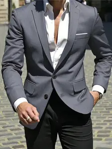 3  Piece Suit Jacket Business Casual High-End Party Simple Elegant, Stylish Men's Outerwear, Perfect for Formal Occasions Menswear Long Sleeve Workwear Beige Plain Wetsuit