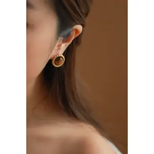 Tiger's Eye Twisted Round Stud