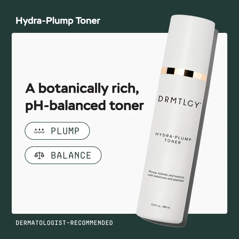DRMTLGY Hydra-Plump Toner, 6.3 fl oz. Hydrates and Preps Skin with Ceramides, Peptide, & Botanicals.