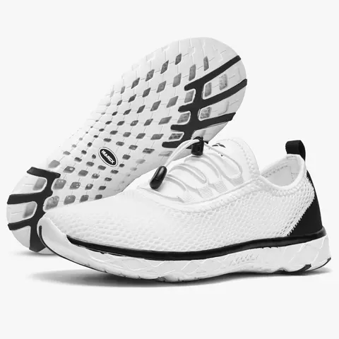 Aleader Men's Quick Drying Mesh Water Sports Shoes - No-Tie Laces, Slip-Resistant XDrain EVA Footwear, 3D Dual Cushion, Breathable, Lightweight for Beach, Water Activities | Spotlight Day,outdoorfun