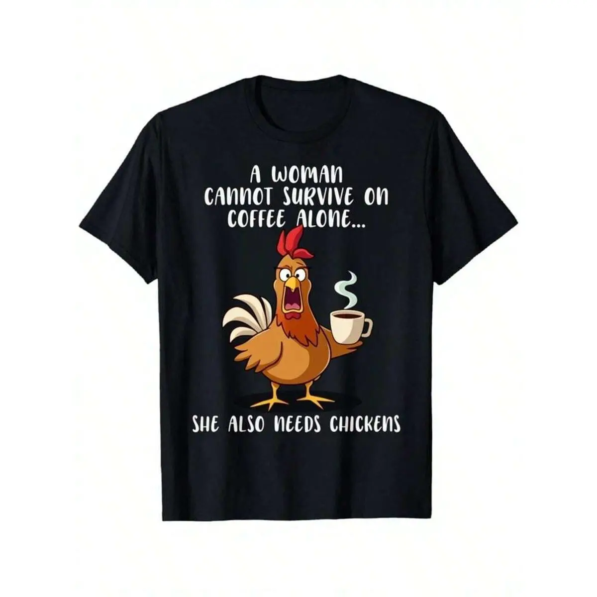 Women's 100% Cotton Fabric T-Shirt - Funny Chicken Graphic Print, Casual Oversized Relaxed Fit, Breathable Short Sleeve Round Neck, Machine Washable 1-Piece Top, Tshirt, Streetwear, Funny Vibes, Shortsleeve, T Shirts For Women, Style, All Seasons, Crew Ne