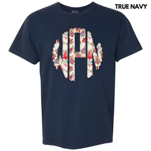 Crazy Colorful Christmas Monogram Comfort Colors T-Shirt 'NLB'
