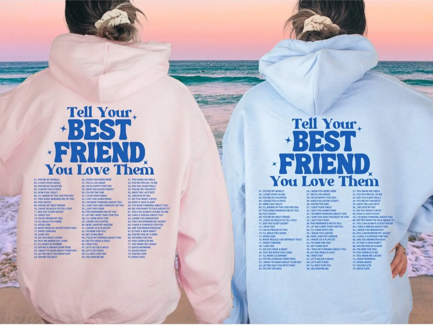 Bestfriend Hoodies For 2 Bff Hoodies Preppy Hoodie Best Friend Gift Words On Back Matching Best Friend Bestie