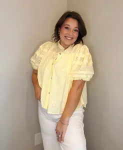 The Posie Eyelet Blouse-Butter Yellow