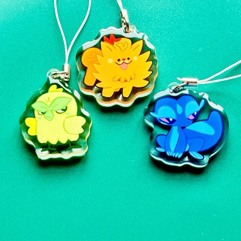 Pokémon Generation 10 Starters Collectible Keychains, 1.5in Acrylic Charms with Double-Sided Epoxy for Collectors, Decorative