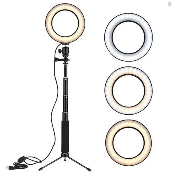 "6'' Desktop Ring Light with Stand & Cellphone Tripod – 11 Brightness Levels for Remote Meetings, Selfies & Live Streaming"