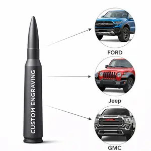EcoAuto 50 Cal Badass Bullet Antenna® — Personalized & Custom Engraved — Universal Truck Accessories for Ford, Dodge, GMC, Chevy, Jeep (2007+) Short Antenna Replacement — Anti-Theft EasyLock®