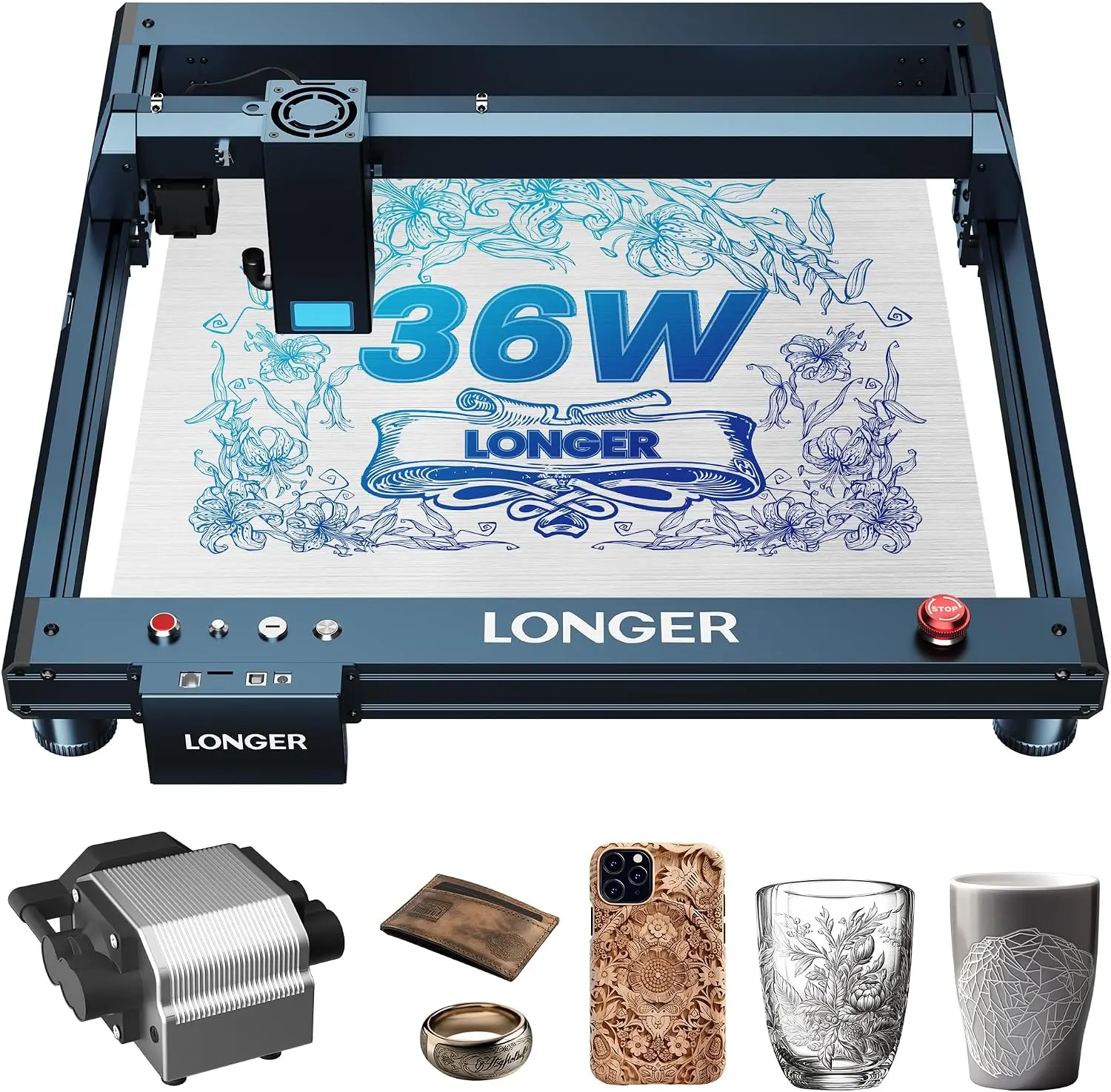 Laser Engraver with Automatic Air Assist, 30W Output Laser Cutter and Engraver, 180w Laser Cutter, Laser Engraver for Wood and Metal, Paper, Acrylic, Glass, Leather