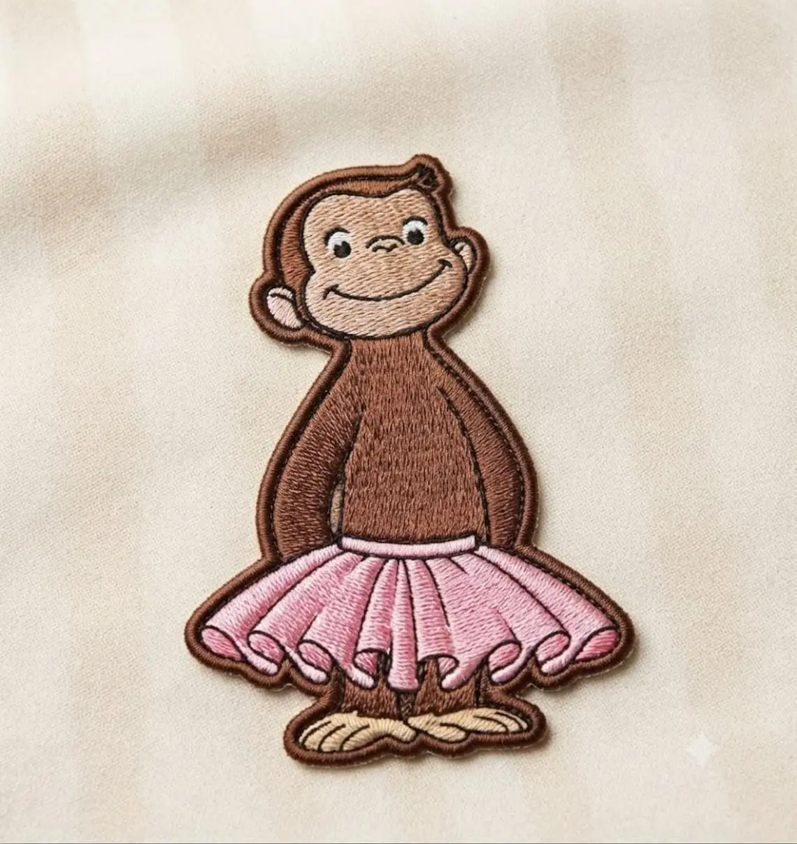 Monkey Embroidered Patch, Cute Monkey Iron On Badge, Animal Applique