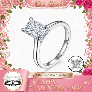 CICI GEMS 2CT Radiant Cut Moissanite Halo Ring for Women D VVS1 Stackable 18K Gold Plated Lab-Created Hypoallergenic Wedding Engagement Anniversary Gift Fine Jewelry