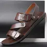 DINAOR Men's PU (Polyurethane) Casual Outdoor Leisure Sandals - Anti-Slip Rubber Sole, Open Toe, Breathable Below-Ankle Shoes with Flexible Buckle Strap for Beach Travel