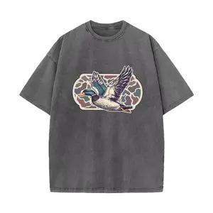 Mallard Duck Acid Wash T-Shirt Camo Hunting Graphic Oversized Tee summer tops women tshirt women's