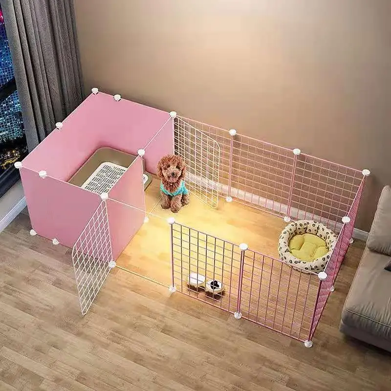 Pet Fence Dog Isolation Free Combination Indoor Small Dog House with Toilet Area Home Fencing Dog Cage, Portable Pet Enclosure for Dogs, Durable Puppy Playpen